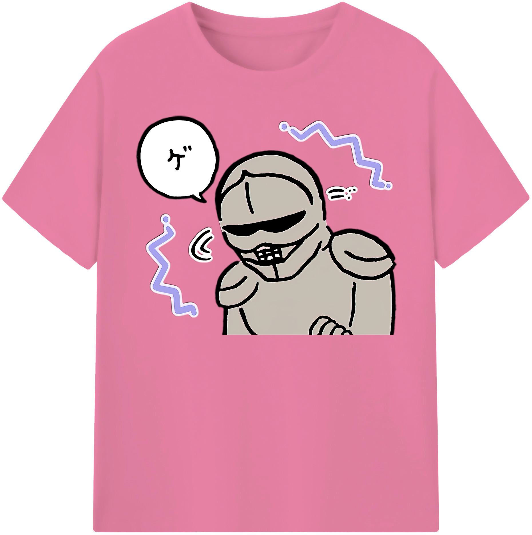 （画像用） ちいかわ 労働の鎧さん Chii-kawa Mr. Armor of Labor 綿100％半袖Tシャツ（フロントプリント）